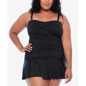 Lauren Ralph Lauren Plus Size Tummy-Control Twist Shirred Underwire One-Piece Sw